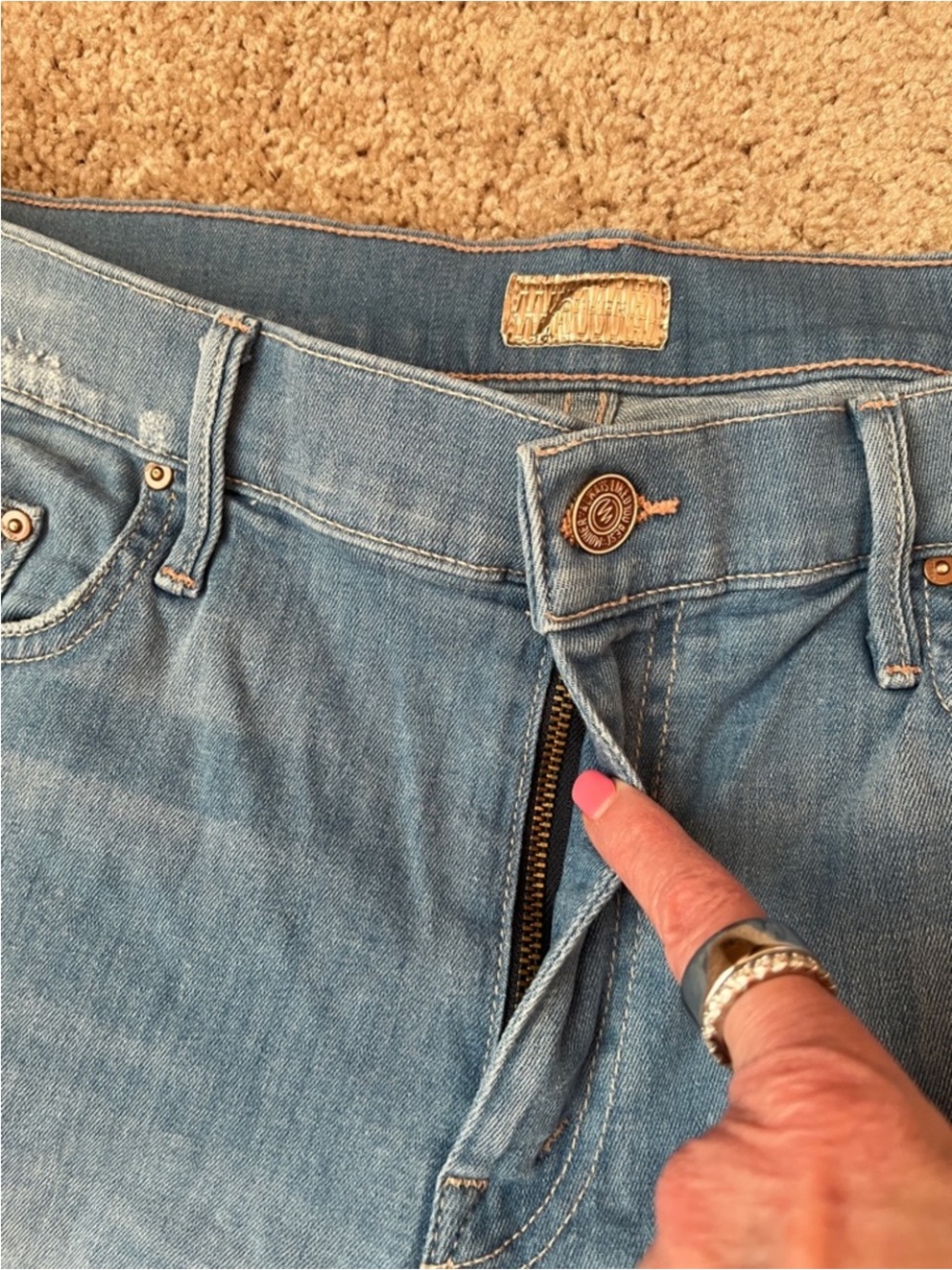 MOTHER Light Wash Cuffed Denim Shorts - Picture 6 of 9